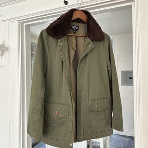 Men's Green Jacket with Brown Collar